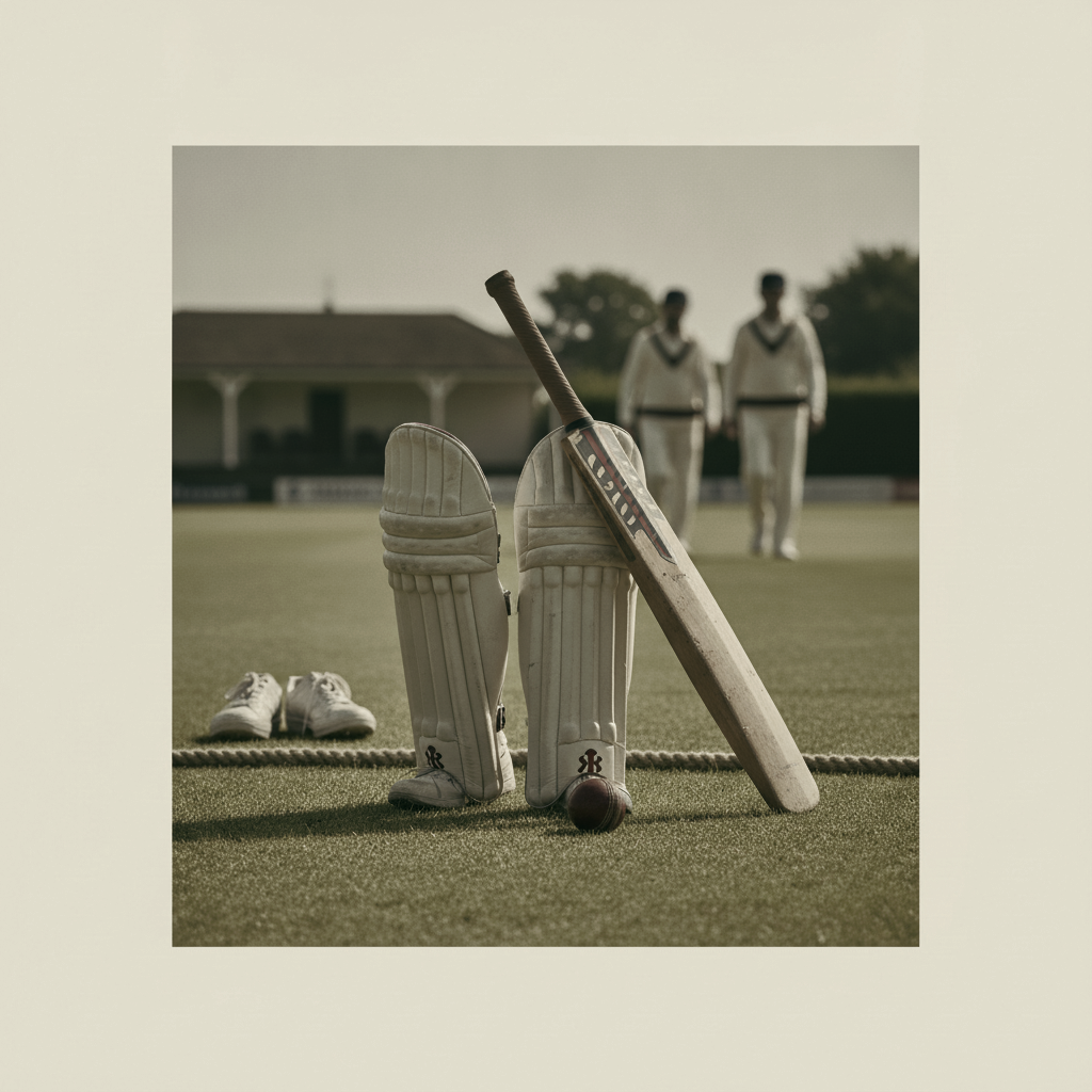 A knocked-in bat resting against the boundary rope
